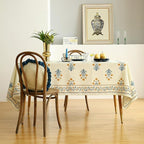 ISAENNE Designer French Pale Yellow Long Tablecloth Rectangle,Linen Floral Table Cloth,Wrinkle Resistant Decor Tablecloths for Dining Thanksgiving Banquet Kitchen Party,63"*102"-Estevan A
