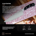 DURA LIVING 8-Inch Chef Knife – Ultra-Sharp German High Carbon Stainless Steel, Full Tang, Ergonomic Handle, Multipurpose Kitchen Knife for Chopping, Slicing, and Dicing, Black