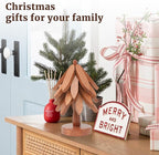 Tree Shape Wooden Trivets for Hot Dishes，4 Wooden Trivets + 1 Stand stored Like a Christmas Tree，for Easy Storage，Multifunctional Ornaments (Beech)