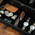 Knife Display Case, 2-Layer Pocket Knife Case Display & Storage Knives, Solid Wood Knife Case for Collections, Gift for Boyfriend Fathers Day Birthday Gifts(Black)