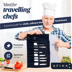 Chef’s Knife Roll Bag with 100% Top Grain Leather Knife Roll Bag with Waxed Canvas & Zippered Cover | Adjustable Strap with 9 knives Slots, Extra Storage & Pocket | US Brand