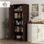 HOMCOM 63" 2-Door Kitchen Pantry, Freestanding Storage Cabinet with 5-Tier Shelving and 2 Adjustable Shelves for Dining Room, Cinnamon Cherry Wood Grain