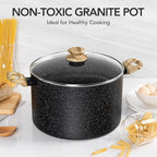 MICHELANGELO Stock Pot with Lid, 10 Quart Large Pot for Cooking, Nonstick Cooking Pot with Healthy Coating, Non Stick Soup Pots Induction Compatible