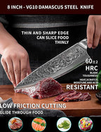 Chef Knife - 8 inch - Xuan Series - VG10 Damascus Steel Kitchen Knife - Resin Handle (Starry Black)