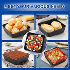 E-far 6 Inch Square Cake Pan, Nonstick Small Baking Pan with Stainless Steel Core for Brownies Lasagna Cakes, Non-toxic & Easy Clean, 2 Inch Deep (Black)