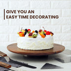 13" Acacia Cake Stand Rotating – Rustic Wood Turntable Pedestal Stands – Wooden Spinning Tables for Food Serving - Round Cake Decorating for Cupcake Dessert Display in Party, Wedding, Birthday