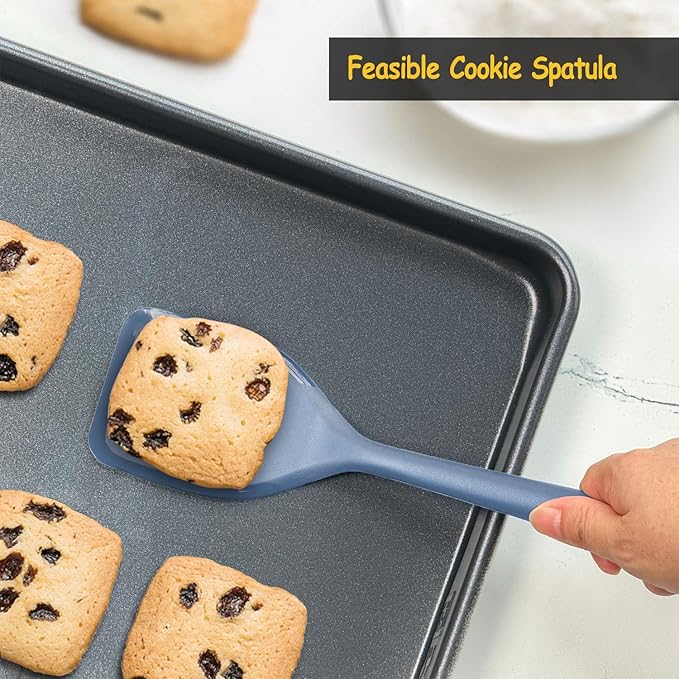 Silicone Spatula Set, 600°F Heat Resistant Silicone Spatula Turner Flipper for Cooking, Non Stick and Non Scratch Kitchen Utensils for Eggs & Pancakes, 4 Pack,Starry Blue