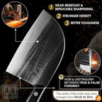 ENOKING Serbian Chef Knife 6.7 Inch, Handmade Professional Meat Cleaver Knife with Leather Sheath, High-Carbon Clad Steel Butcher Knife with Full Tang Handle for Kitchen, Camping, BBQ