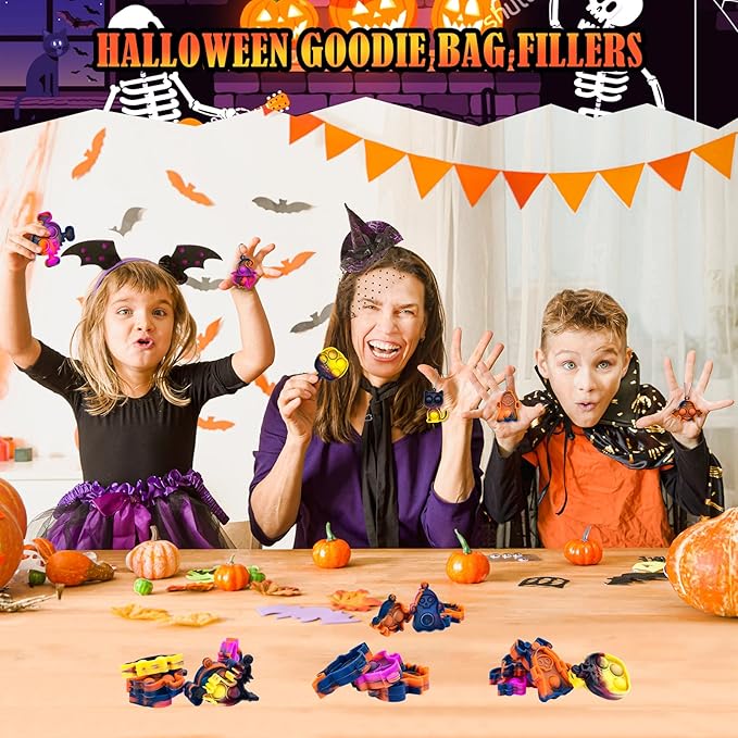 Halloween Pop Fidget Toys Bulk Its Halloween Party Favors for Kids 30PCS Mini Pop Keychain It Halloween Trick or Treat Party Supplies Halloween Goodie Bag Fillers Fidgets for Classroom Prizes for Kids