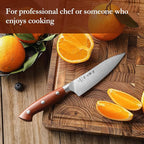 HEZHEN Petty Knife - 5.3” Chef Utility Knife, High Carbon German 1.4116 Stainless Steel Blade, Full Tang, Red Wood Handle, Premium Gift Box,