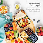 LunchBots Medium Trio II Snack Container - Divided Stainless Steel Food Container - 3 Sections for Snacks On the Go, Dishwasher Safe - Stainless Steel