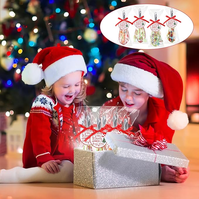 36 Sets 8 Inch Christmas Whisks Gifts DIY Fillable Christmas Tree Ornaments Xmas Colored Silicone Whisks for Cooking Heat Resistant Egg Beaters with Card Rope Bag for Candy Holder