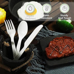 Compostable Knife,100 Biodegradable Silverware for Party, Large Disposable Utensils Eco Friendly Durable and Heat Resistant,Alternative to Plastic Knife