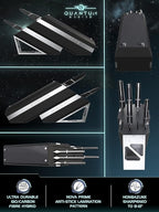 Dalstrong Knife Block Set - 5 Piece - Quantum 1 Series - American Forged BD1N-VX Hyper Steel - Carbon Fibre G10 Hybrid Handle - Professional Kitchen Set - Knife Set
