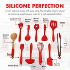 Chef Craft Premium Silicone Kitchen Tool and Utensil Set, 11 Piece Set, Red