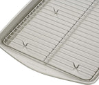 Rachael Ray Nonstick Bakeware Set without Grips, Nonstick Cookie Sheets / Baking Sheets and Cooling Rack - 2 Piece, Silver