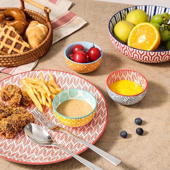 Selamica Ceramic 4 OZ Dipping Bowls Set, 3.5 Inch Mini Bowl for Dipping, Side Dishes, Microwave Dishwasher Safe, Set of 6, Assorted Colors