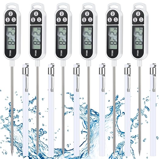 Meat Food Thermometer Food with Probe Water Liquid Instant Read Digital Thermometer Kitchen Cooking Supplies for Cooking BBQ Milk Yogurt(White)