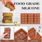 2 Pcs Chocolate Bar Mold Deep Dubai 0.85 Inch Stuffed Large Chocolate Molds Silicone Break Apart Thick Silicone Molds for Candy Bar (8 Snap）