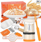 Sourdough Starter Kit,34oz Sourdough Starter Jar,2 X Cotton Rope Banneton Bread Proofing Basket with Bread Lame, Scraper,Sling, Dough Whisk,Perfect Gifts for Bakers Sourdough Bread Baking Supplies