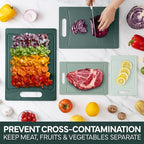 COOK WITH COLOR Non-Slip Cutting Board Set – Kitchen Essentials with Easy Grip Handle for Meat, Veggies, and Fruits, 4 Cutting Boards, Mint