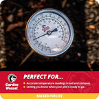 Garden Weasel Analog Soil & Composting Dial Thermometer - 36-Inch Probe | Measures 0 to 220 Degrees Fahrenheit | Soil Temperature, Worm Compost | 98001-A