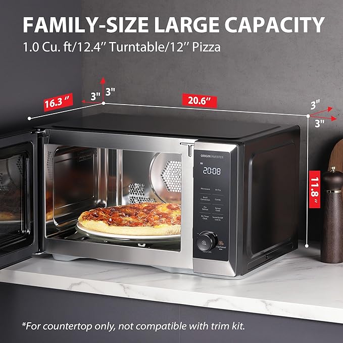TOSHIBA Countertop Microwave Oven Air Fryer Combo, Inverter, Convection, Broil, Speedy Combi, Even Defrost, Humidity Sensor, Mute Function, 27 Auto Menus, 1.0 cu.ft, 1000W, Stainless Steel