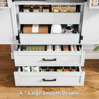 iPormis 71" Tall Kitchen Pantry Storage Cabinet w/Adjustable Shelf, Door Shelves & Large Drawers, Freestanding Kitchen Cupboard for Dining Room/Living Room, White