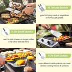 HaSteeL 16PCS Griddle Accessories Set, Stainless Steel Flat Top Grilling Tools Kit with Enlarge Spatula Scraper Basting Cover Burger Press for Outdoor Barbecue Teppanyaki Cooking, ABS Handle