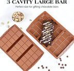 4 Pcs Chocolate Bar Mold Deep Dubai 0.85 Inch Stuffed Chocolate Molds Silicone Large Break Apart Silicone Molds (10 Snap + 5 Snap）