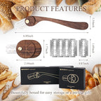 Bread Lame Set of 2, Scoring Knife with 5 Feather Blades, Sourdough Scoring Tool with Storage Box, Dough Scoring Tool for Bread Baking, Dexterous-Cut Series Lame Bread Tool (LUNA & ELEGANT)