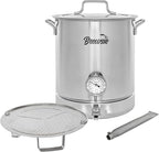 BREWSIE Stainless Steel Home Brew Kettle w/Dual Filtration. Equip with False Bottom Thermometer and Ball Valve for Brewing (16 Gal/ 64 QT)…