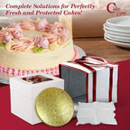 Cakebon Cake Box and Boards, 12-Inch Round Gold Smooth Edges 1/2- Inch Thick Drums with Insulated Bag and Ice Pack – Cake Transport Set, Cooler for Cake Delivery and Transport (1pc Each, 4pcs Total)