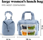 Fit & Fresh Remi Neoprene Lunch Bag For Women - Meal Prep Kit with Containers & XL Ice Pack, Self Insulating Neoprene-like Material, Machine Washable Lunch Bag, Tear-Resistant, Stain-Resistant, Slate