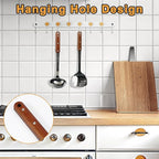 FJNATINH Stainless Steel Wok Spatula and Ladle Tool, Mirror Polished Cooking Utensils Set Metal Wok Accessories with Wooden Handle,Easy to Clean Kitchen Utensils,Black