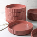 Christian Siriano Lusso 32-Piece Dinnerware Set Stoneware, Redwood