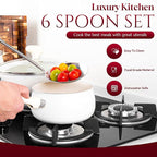 6 Pc Stainless Steel Cooking Utensils Set with Ergonomic Handles – Heat Resistant Kitchen Tools Includes Slotted Spatula, Skimmer Ladle, Spatula, Serving Spoon, Pasta Spoon Ideal for Cooking