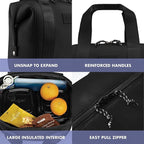 Fit & Fresh Remi Neoprene Lunch Bag For Women - Meal Prep Kit with Containers & XL Ice Pack, Self Insulating Neoprene-like Material, Machine Washable Lunch Bag, Tear-Resistant, Stain-Resistant, Black