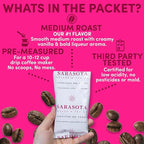 Sarasota Coffee Packs Bulk Ground Packets | Jamaican Me Crazy Flavored | Gourmet Assorted Gift Sampler | Low Acid Mold Free Individual Pouches for 12 Cup Coffee Maker | 1.75 Oz Bags, 100 Count