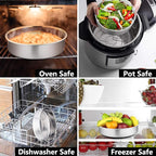 P&P CHEF Cake Pan Set of 4, Stainless Steel Baking Round Cake Pans Tins Bakeware for Birthday Wedding, Leak-proof & Easy Clean, Mirror Finish & Easy Releasing, 8 Inch