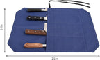 HERSENT A Chef's Knife Roll Bag - Portable Travel Chef Knife Case Carrier Holder Storage Bag With 4 Slots Best Gift For Pro Chef Or Culinary Enthusiasts Men Women HGJ03-P (Navy Blue)