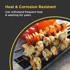 O-Yaki Flat Metal Kabob Skewer for Grilling – Set of 8 BBQ Skewers Stainless Steel with Storage Bag, Dishwasher Safe Skewers with Hook Handle & Sharp Tip for BBQ, Cookouts & Oven Use – 10 Inch
