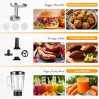 Sunvivi 3-in-1 Multifuctional Stand Mixer: 400W Kitchen Electric Mixer, Tilt-Head, 6.5QT Dough Mixer Machine with Stainless Steel Bowl, Meat Grinder, Juice Blender – Ideal for Baking, Cooking