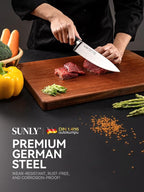 SUNLY 8 Inch Chef Knife, Professional Kitchen Knife Made of German High Carbon Stainless Steel, 58±2 HRC, Ultra Sharp Cooking Knife with Ergonomic ABS Handle, DIN 1.4116 for Home & Restaurant