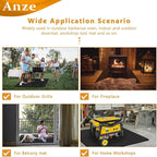 Anze Under Grill Mat for Outdoor Grill, 24 x 42 Inch Anti-Slip BBQ Floor Mats, Easy to Clean Reusable Double-Sided Fireproof Grill Pad, Oil-Proof Waterproof Protector for Indoor Fireplace Pit Mat