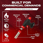 Butane Torch Lighter w/ 4 x 8oz. Butane Fuel Tin Canister Combo, Refillable Kitchen Torch & Adjustable Flame Cooking Torcher for Creme Brulee, Dessert, Meats, Indoor & Outdoor BBQ by Chef Master 90022