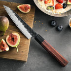 HEZHEN 5.3" Utility Knife, Clad Steel Composite Forging Steel Universal Knife, Petty Knife Paring Fruit Peeling,Japanese Style Kitchen Knife,Natural Wood Octagonal Handle