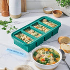 Souper Cubes 1 Cup Silicone Freezer Tray with Lids, Perfect for Storing Broth, Leftovers, Rice, Sauce and More, Silicone Soup Freezer Molds for Meal Prepping - Kale - 2-Pack