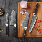 Wakoli Damascus Chef Knife Set with Magnetic Block – 4-Piece Professional Kitchen Knife Collection | Genuine 67-Layer Damascus Steel Blades | Ergonomic Dark Oak Wood Handles (Culinary Asia)