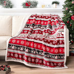 PAVILIA Premium Christmas Sherpa Throw Blanket | Christmas Decoration Reindeers, Fleece, Plush, Warm, Cozy Reversible Microfiber Holiday Blanket 60x80